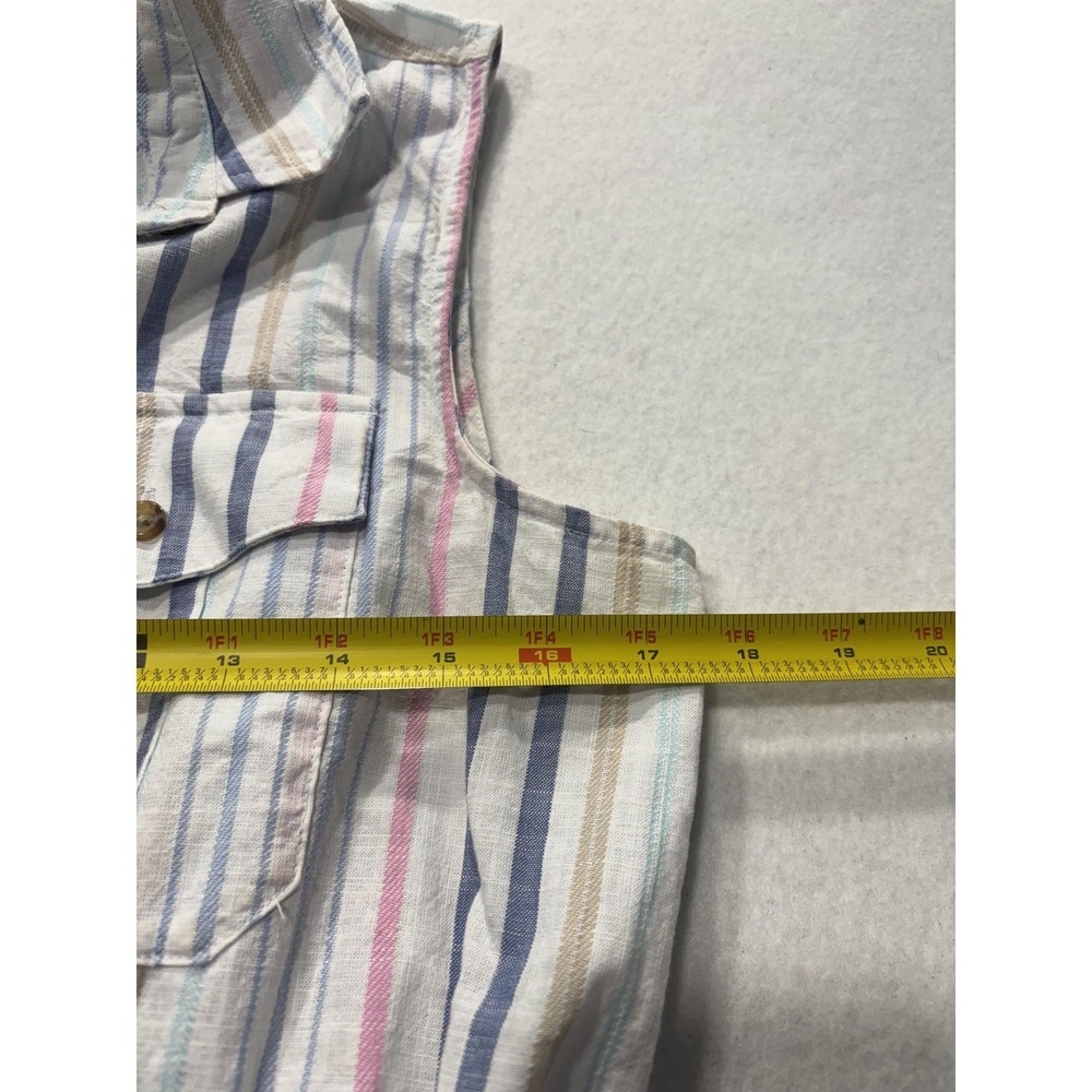Time And Tru Womens M Multicolor Stripe Sleeveless Button Shirt Dress - Picture 10 of 10